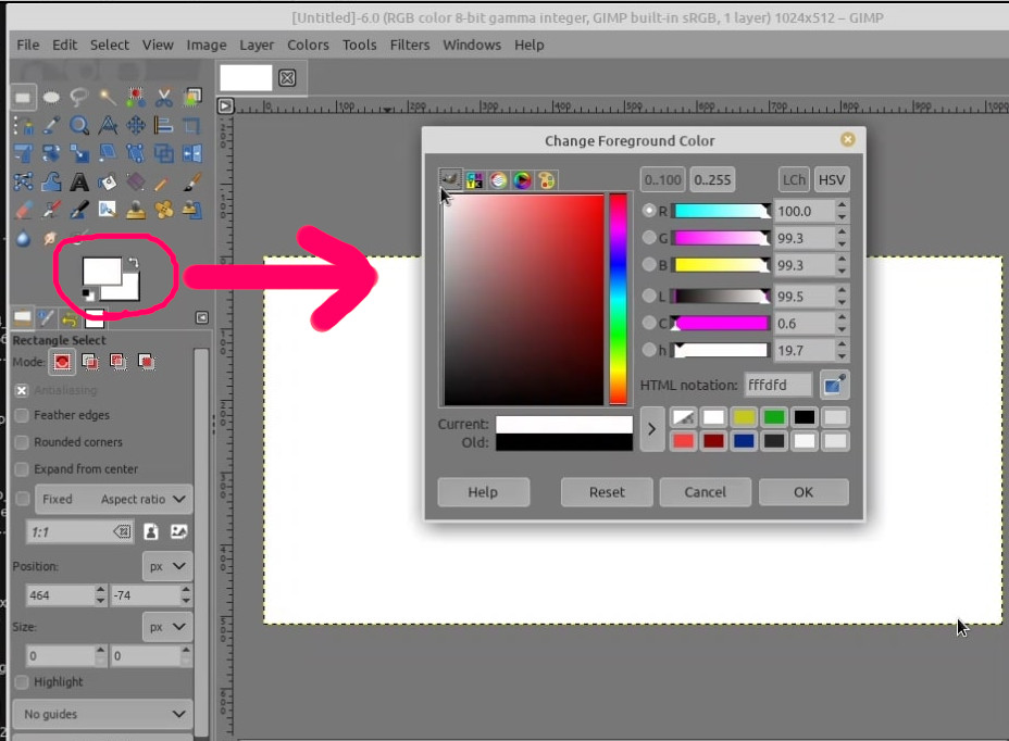 آموزش کار با foreground color و background color در محیط gimp