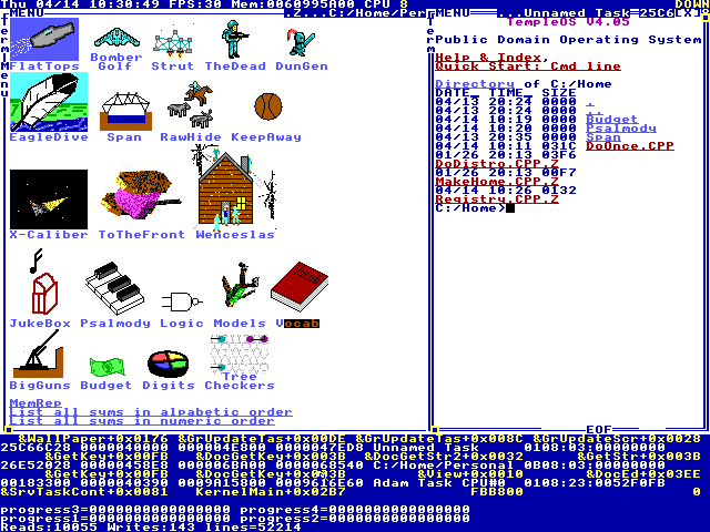 اسکرین شات از سیستم عامل templeos